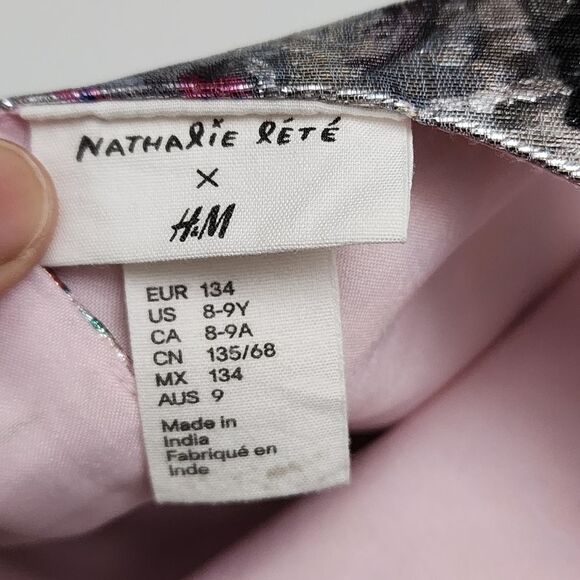 H&M Girls Nathalie Lété Jacquard Weave Metallic Shimmer Elegant Dress Size 8 - Picture 7 of 13